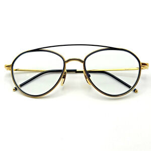 Thom Browne Eyeglasses Frames TB-109-C Gold Navy Blue 53-20-141 New Authentic